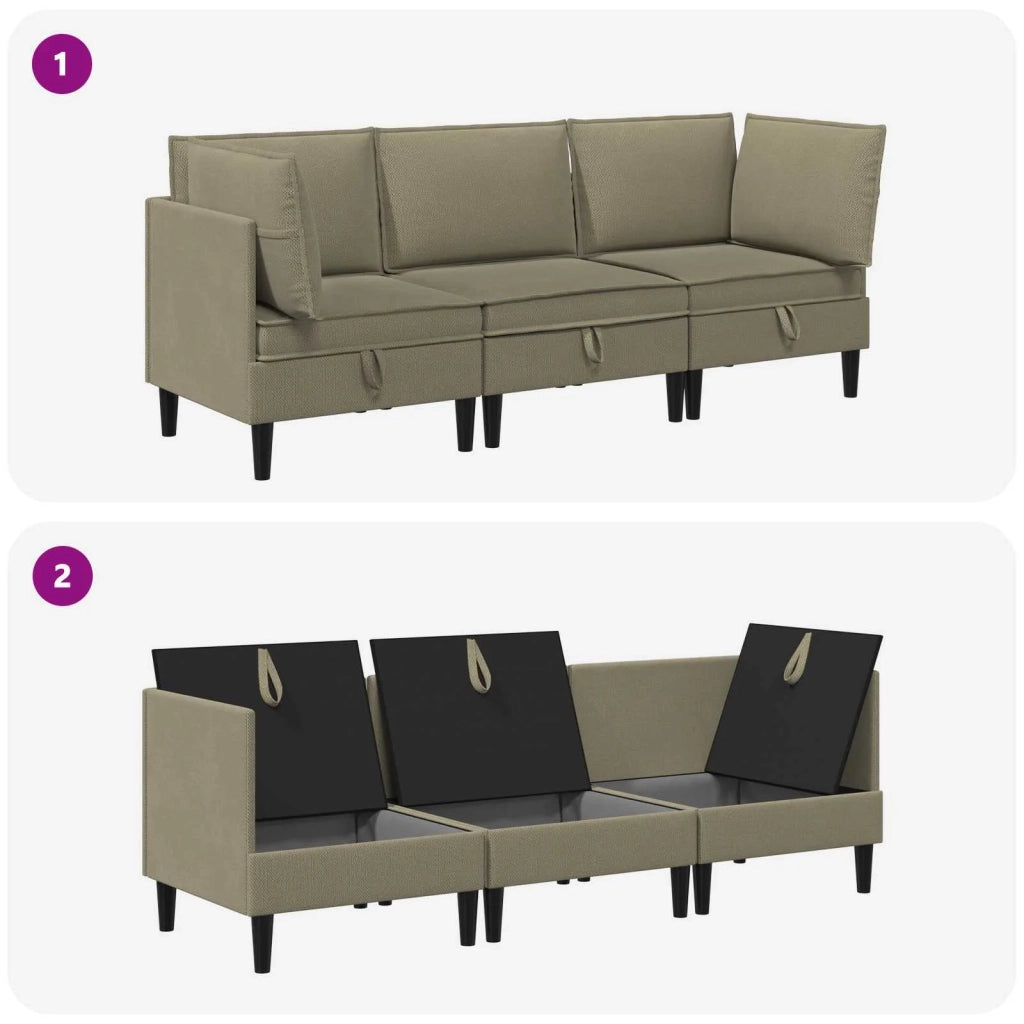 Set di mobili per il soggiorno 3 pcs Cachi Tessuto