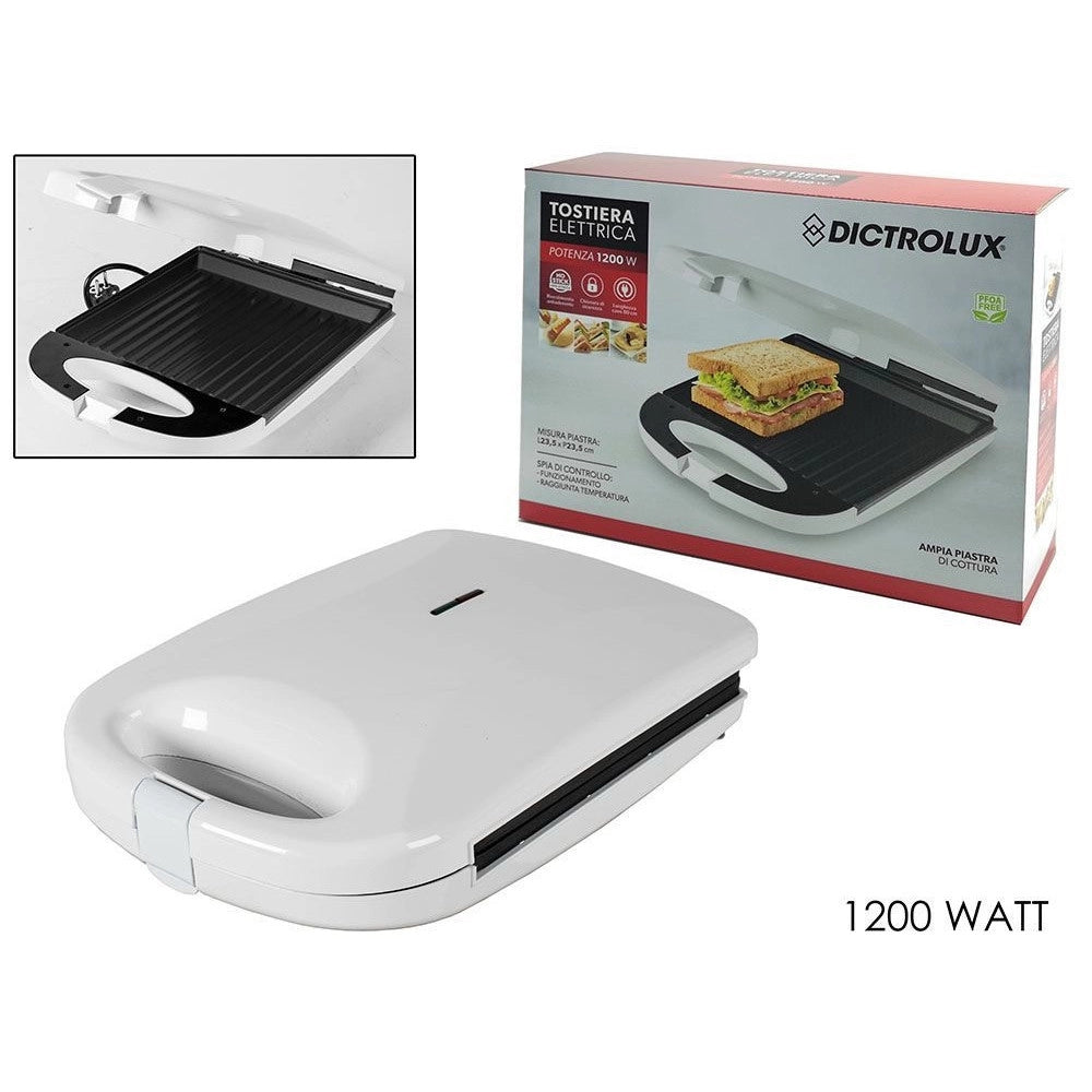 Trade Shop - Tostiera Elettrica 1200 Watt Piastra Per Sandwich Ampie Piastre Di Cottura Antiaderenti -