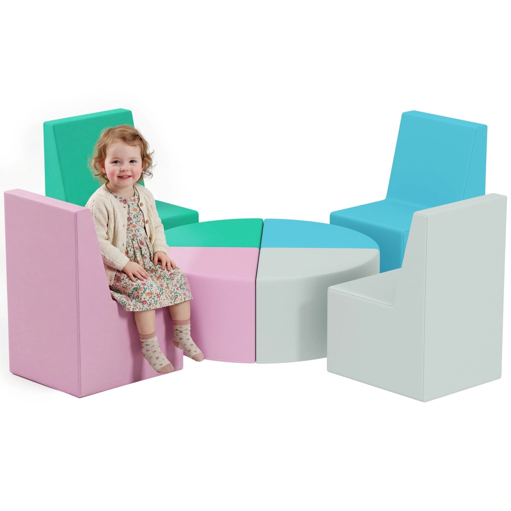 Blocchi da costruzione morbidi per bambini con tavolo e sedie ¨C Zephmum ¨C Multicolore