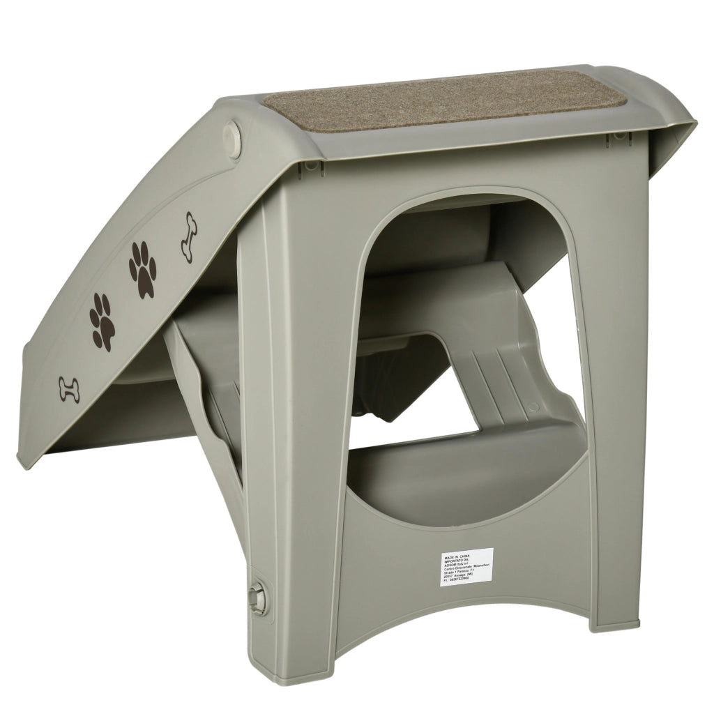 EasyComfort Scaletta per Cani Pieghevole con 4 Gradini Antiscivolo, Scaletta per Animali da 10kg max, 62x38x49.5 cm, Grigio