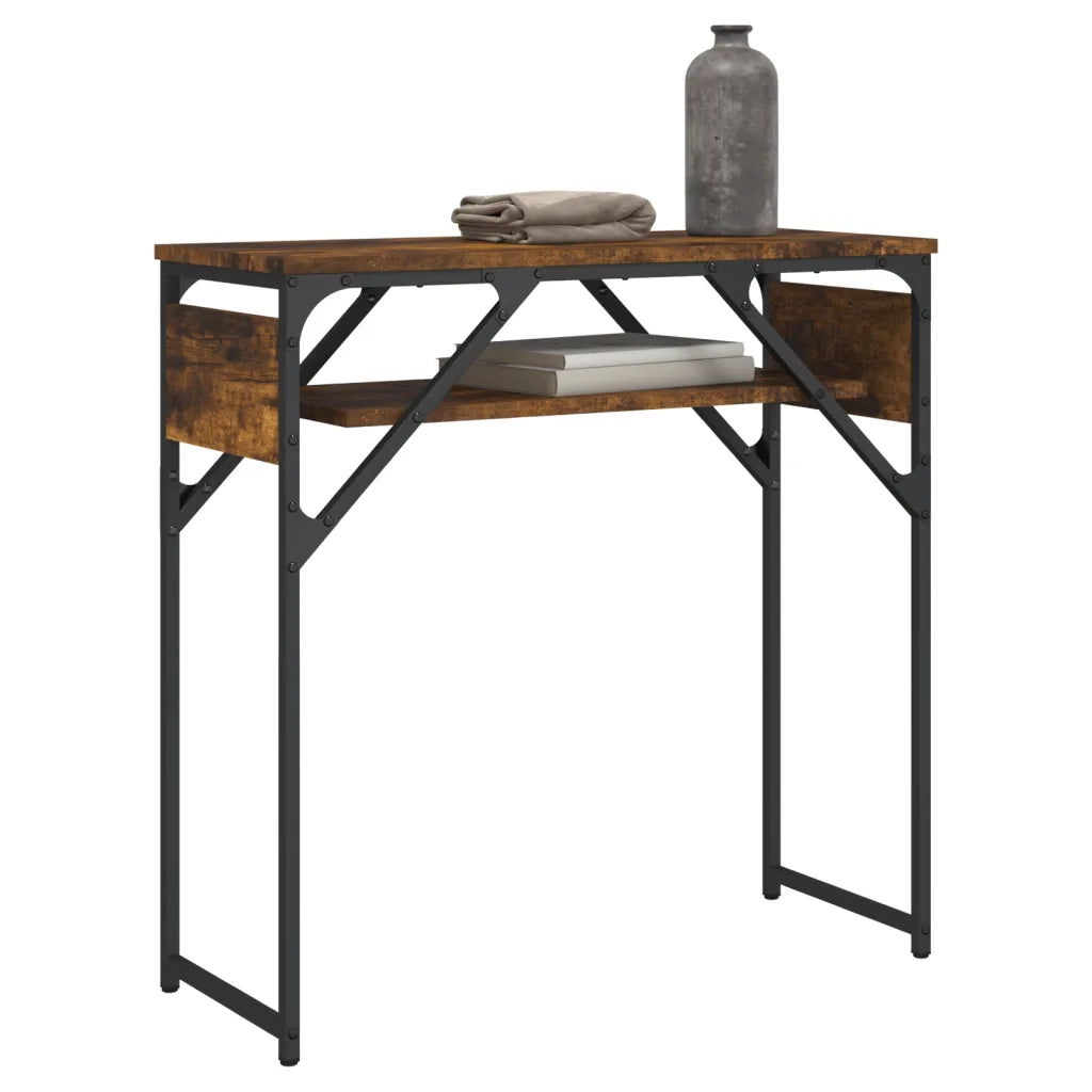 Tavolo Consolle Ripiano Rovere Fumo 75x30x75 Legno Multistrato 837799