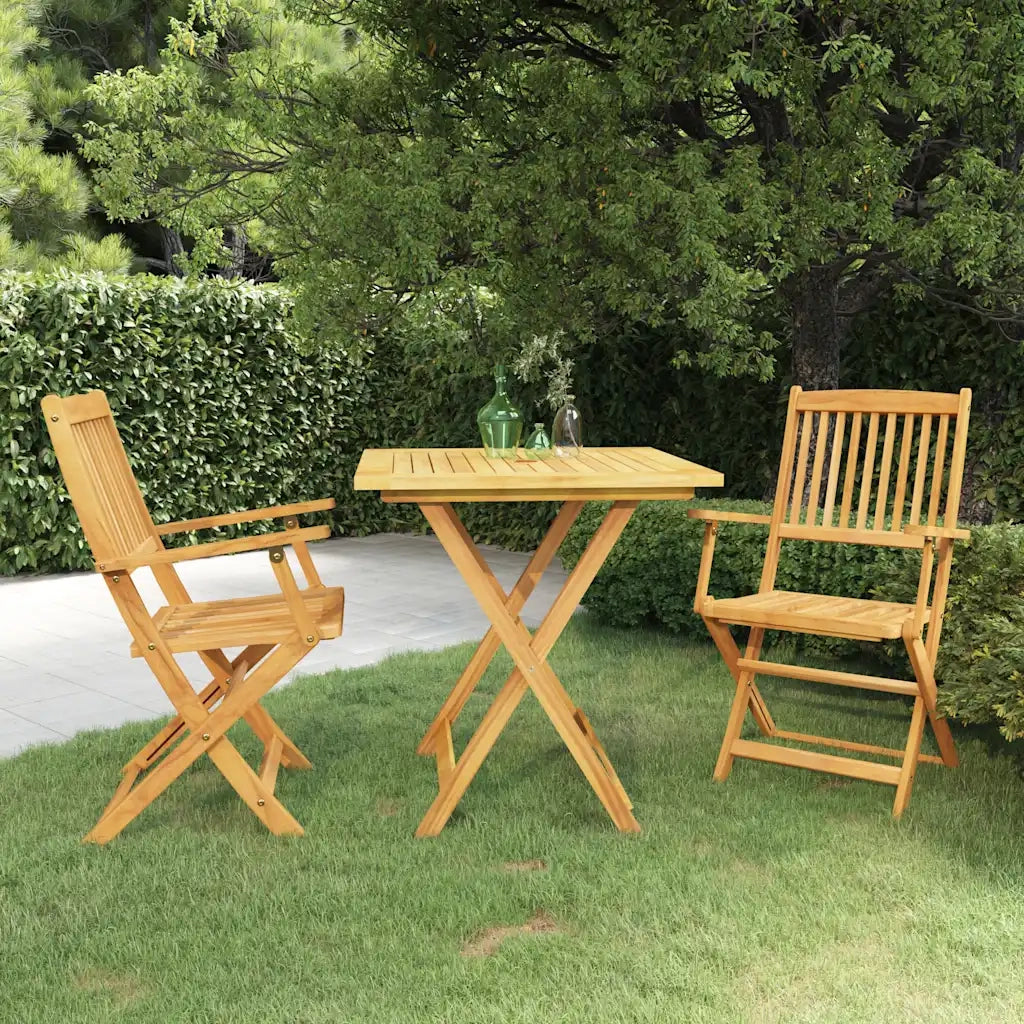 Set da Pranzo da Giardino 3 pz Pieghevole in Massello di Acacia