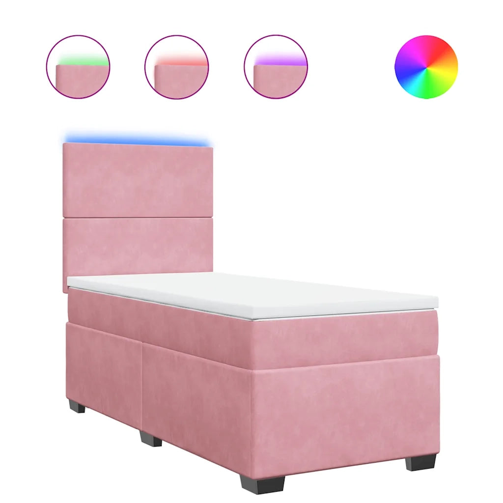 Giroletto a Molle con Materasso Rosa 80x200 cm in Velluto