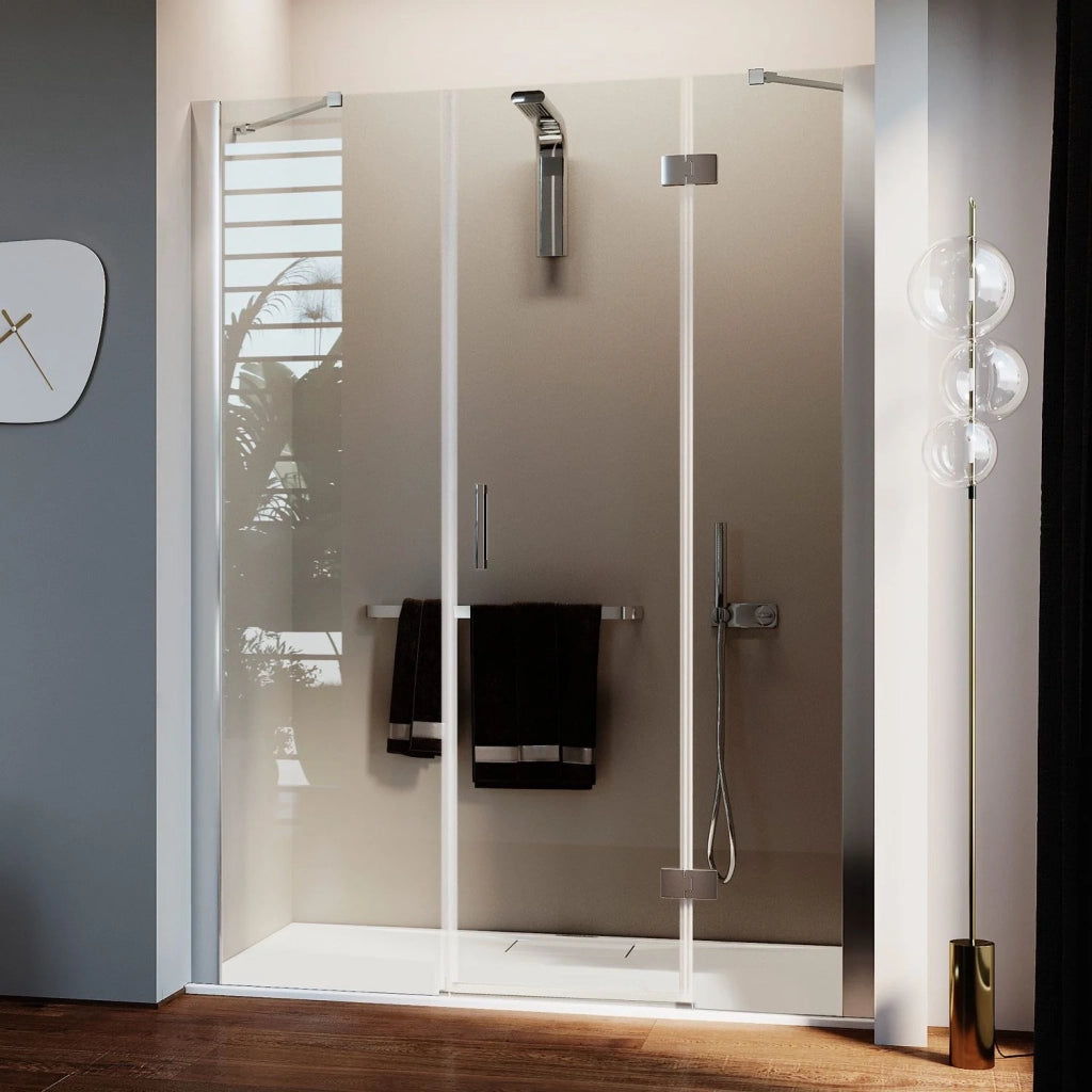 Porta Doccia 140CM H190 Vetro Trasparente con Easy-Clean mod. Flip Anta + Fisso