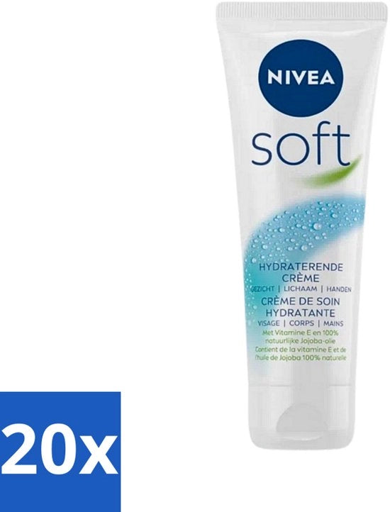 20 x Crema Idratante - Tubo - Idratante - 75 ml - Crema Idratante - Cura della Pelle - Vitamina E - Olio di Jojoba - 48 Ore Idratazione