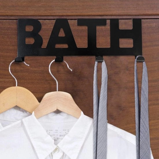 Hanger per porta con asse da asciugamano con 4 ganci - decorativo hanger da bagno in metallo - nero