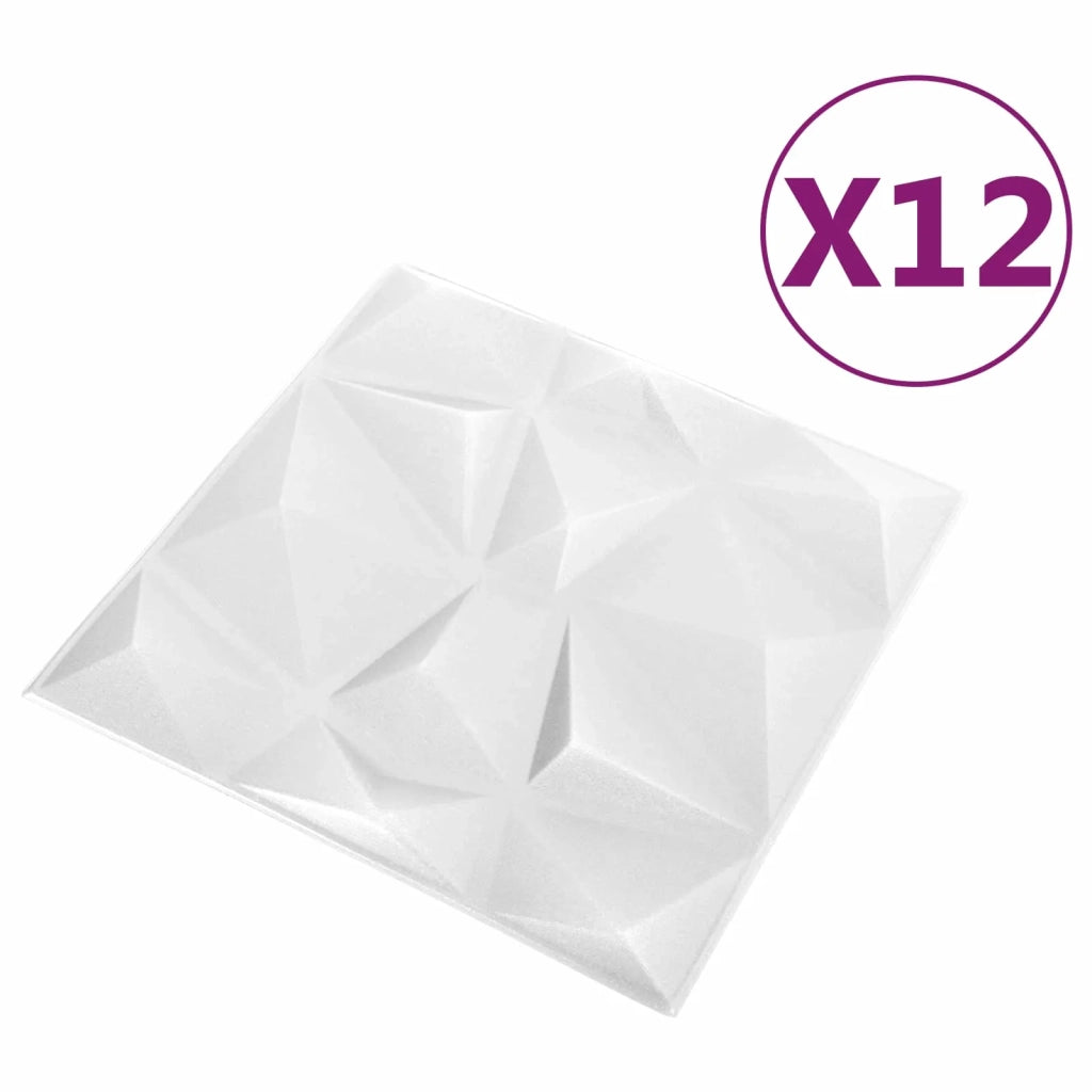 Pannelli da parete 12 pcs Bianco Diamante 50 x 50 cm 42046018