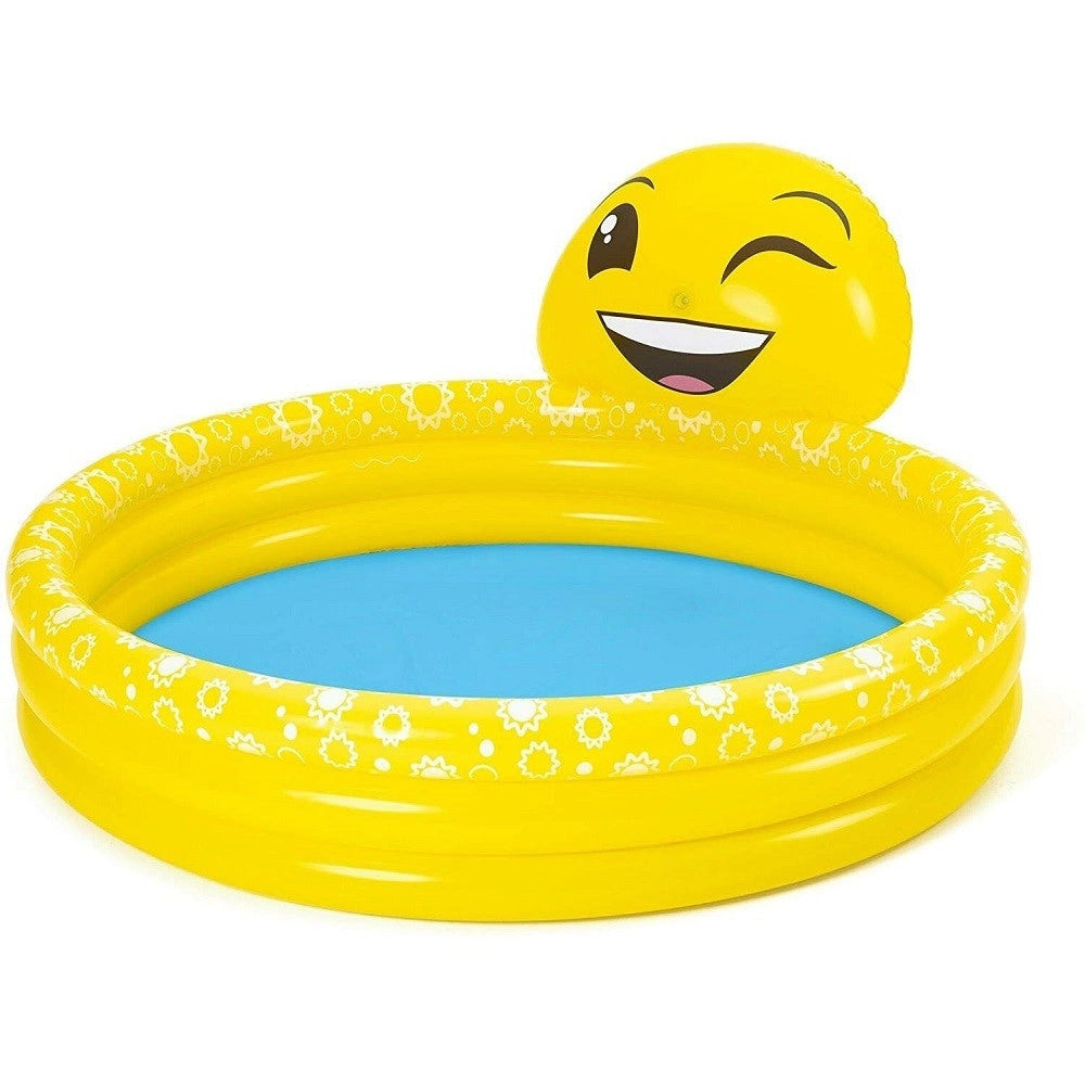 Trade Shop - Piscinetta Piscina Per Bambini Smile Emoticon 165 X 144 X 69cm Con Spruzzo 53081 -