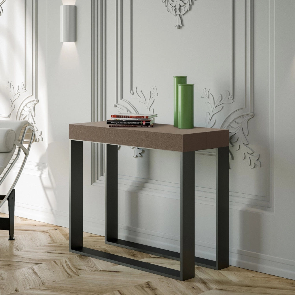 Consolle Allungabile 90-300x40x77 cm Elettra Tortora Telaio Antracite