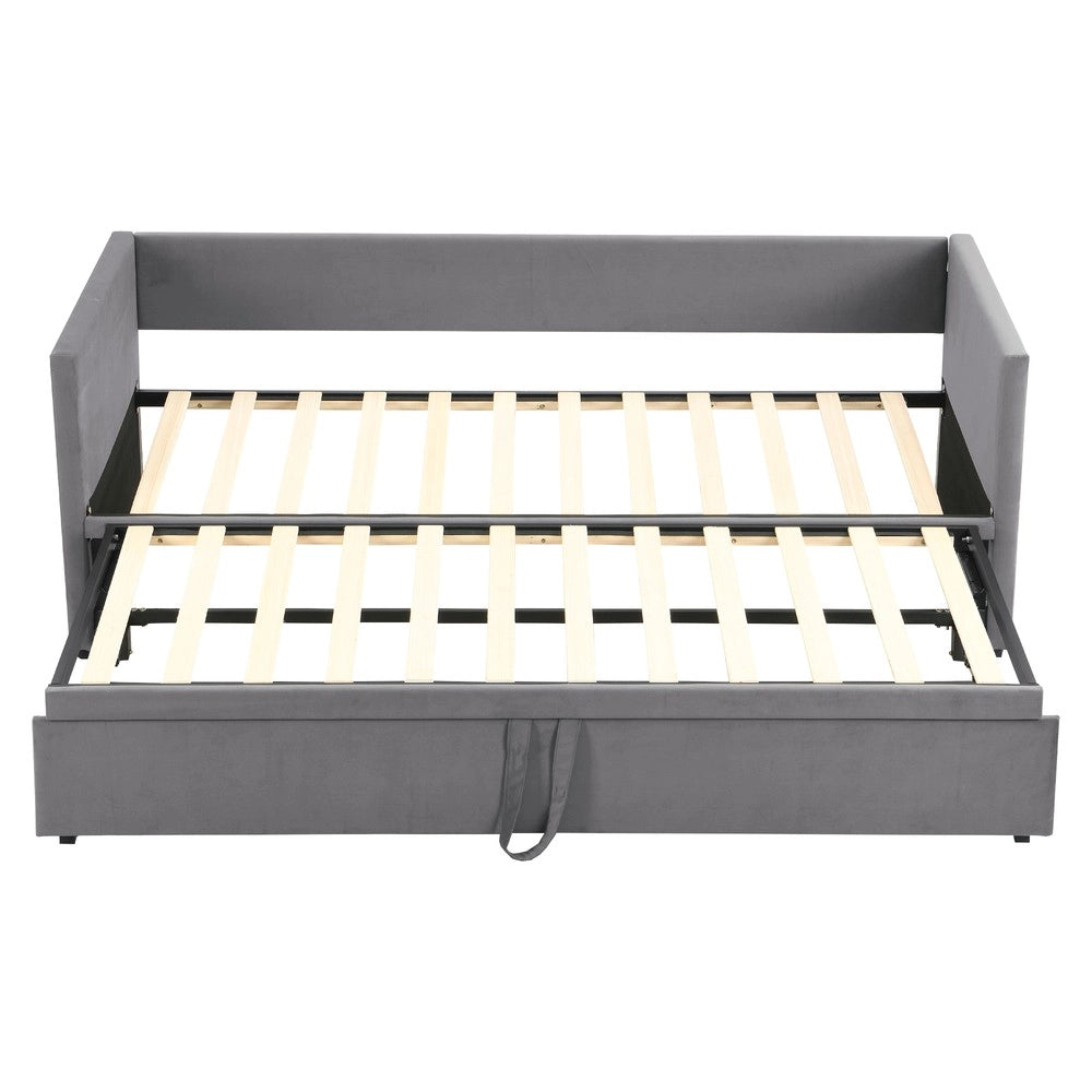 Letto Estraibile Matrimoniale Imbottito in Velluto ¨C MINIMAL ¨C Grigio 90x200/180x200