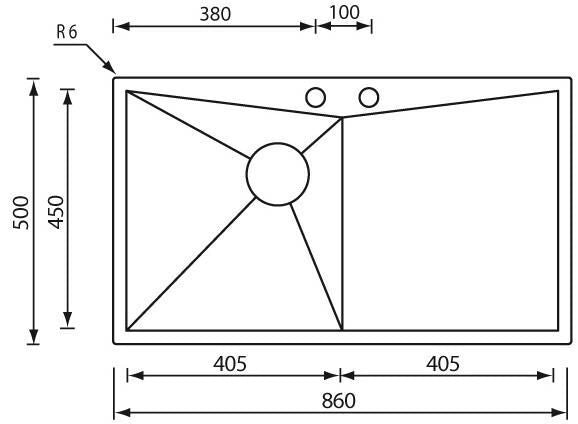 CM space 86 x 50 1V Lavello ad incasso Rettangolare Acciaio inossidabile