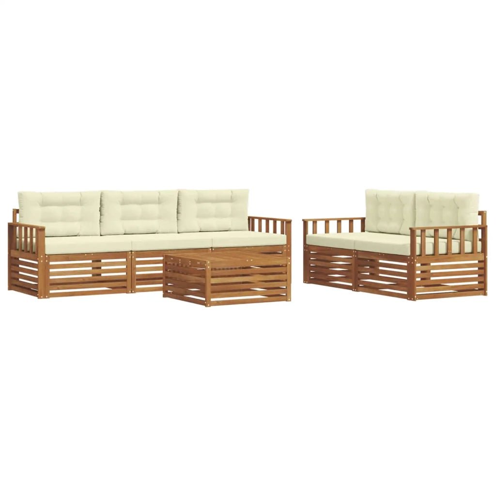 Set di divani da esterno con cuscino 6 pcs Naturale e Crema 3373010