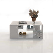 WHOUS Tavolino da caffè Egypt con ripiano in vetro bianco lucido 90x60x40 cm