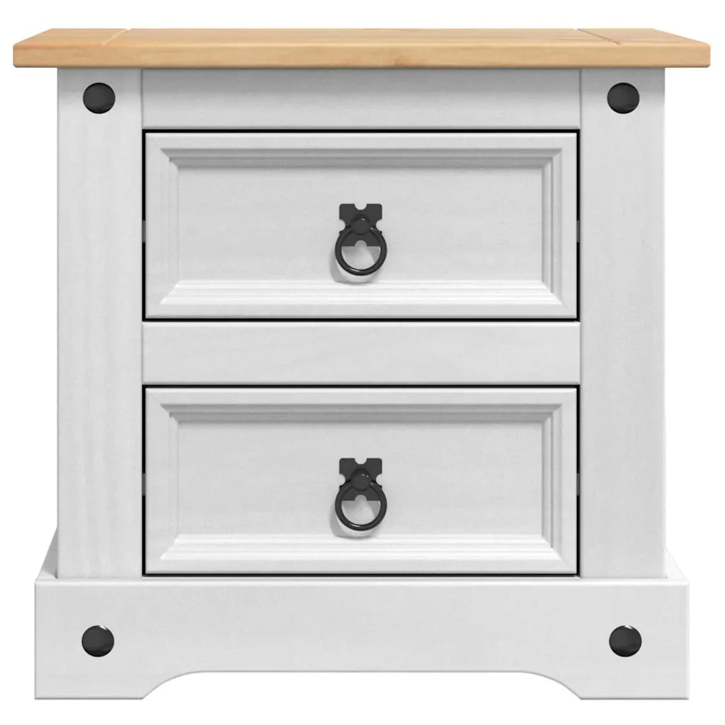 Comodino Corona Bianco 53 x 39 x 47 cm Pino massello 42021188