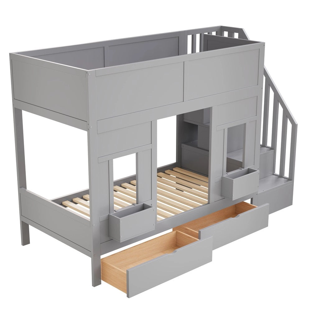 Letto a Castello per Bambini con Cassetti e Rete a Doghe ¨C MINIMAL ¨C Legno 90x200