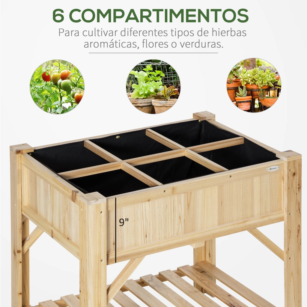 Orto Urbano in Legno per Giardino ¨C Xylo ¨C 78,5x58x81 cm con 6 Scomparti