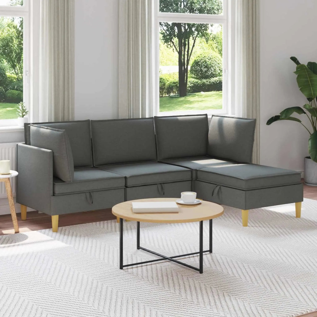 Set di divani modulari con spazio di archiviazione 4 pcs