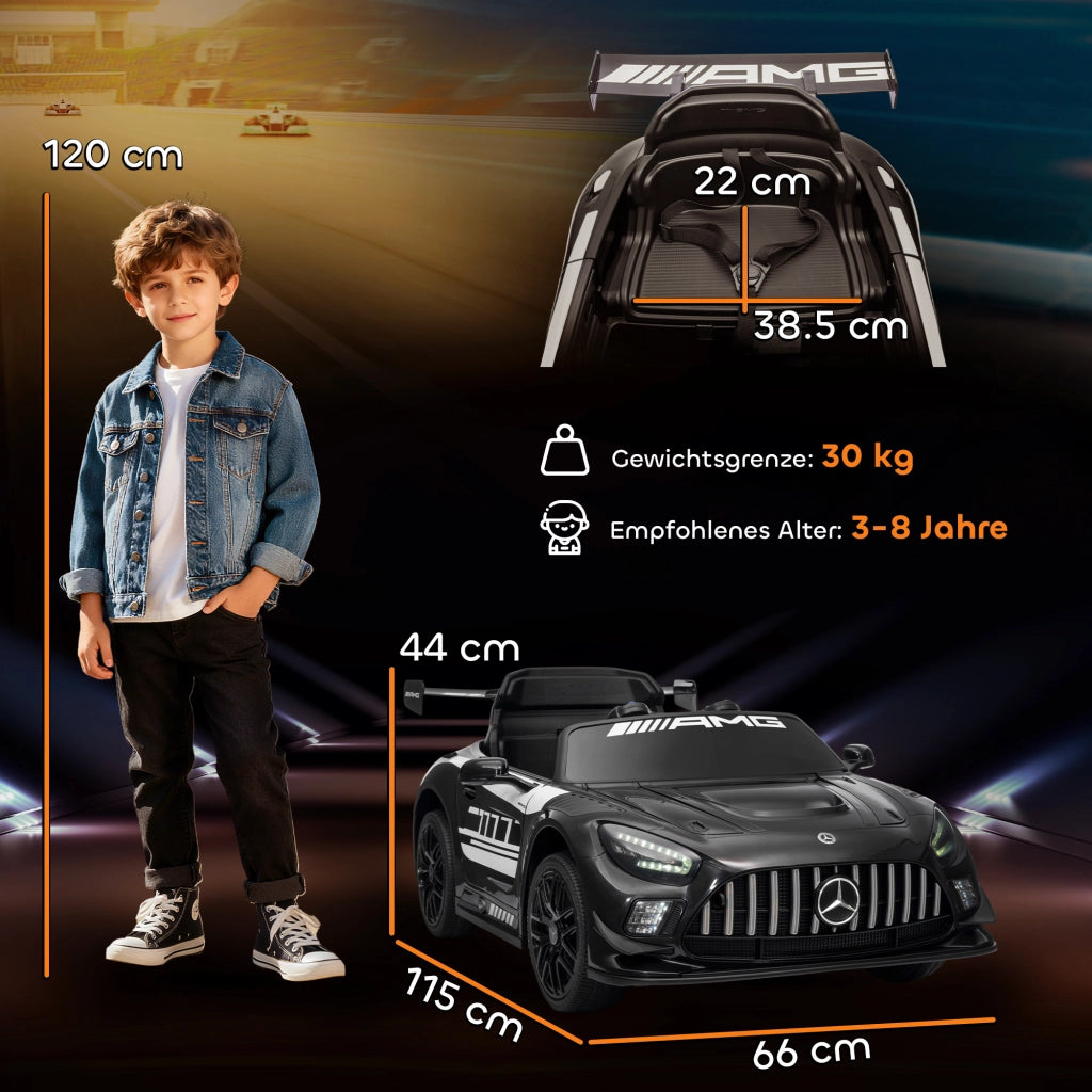 Auto elettrica Mercedes per bambini ¨C zephmum ¨C 12V, nero, LED, 3-8 anni