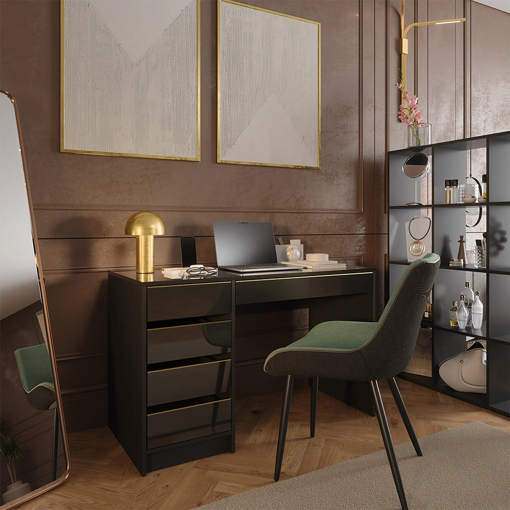 Vicco Scrivania Nero lucido 55 x 120 cm con cassetti