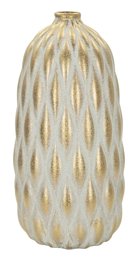 Vaso Pepitas Ø18,5x37,5 cm in Ceramica Grigio e Oro