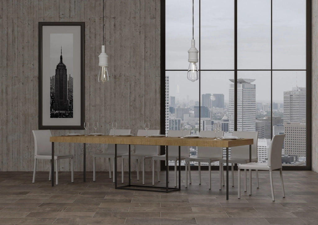 Consolle Allungabile in Legno e Ferro H77x40x90/300cm Nordica Premium Quercia Folding