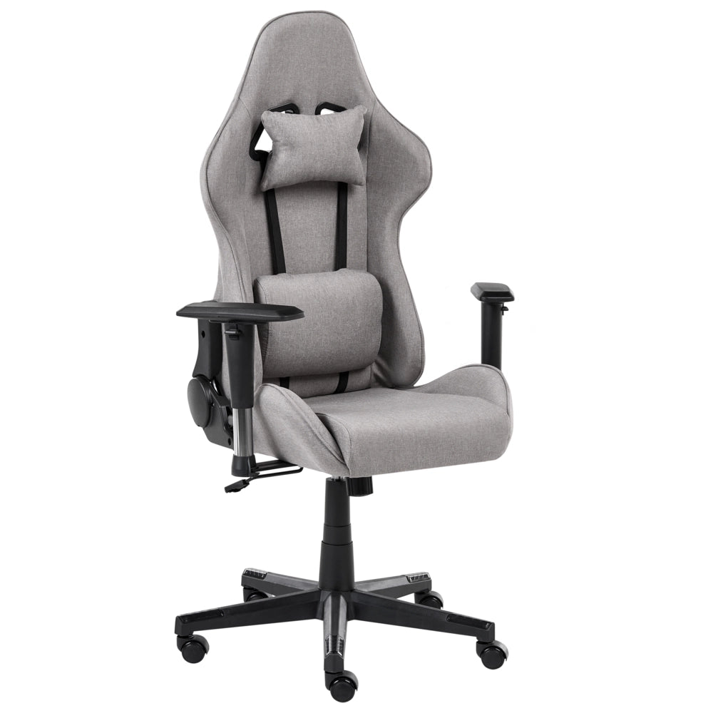 Sedia da ufficio ergonomica in tessuto con braccioli regolabili di colore grigio chiaro poltrona gaming stile moderno