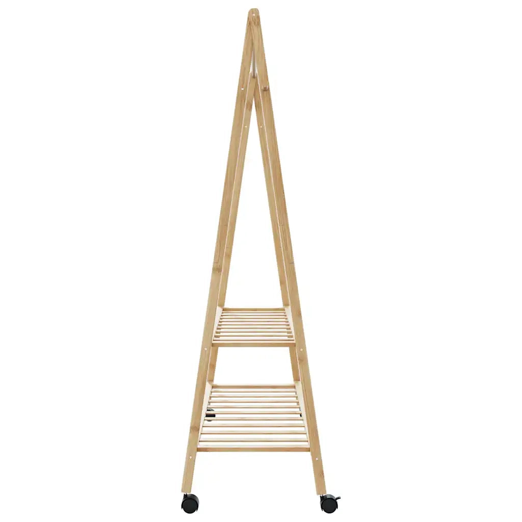 Appendiabiti con Ripiani e Ruote 132x45,5x155,5 cm in Bamb¨´ CFW9636005