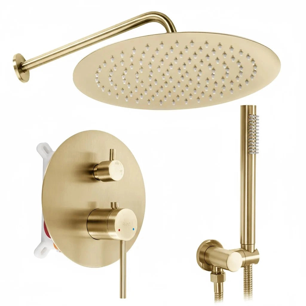 Set Doccia Da Incasso Rea Foss Clif Brush Gold + Box