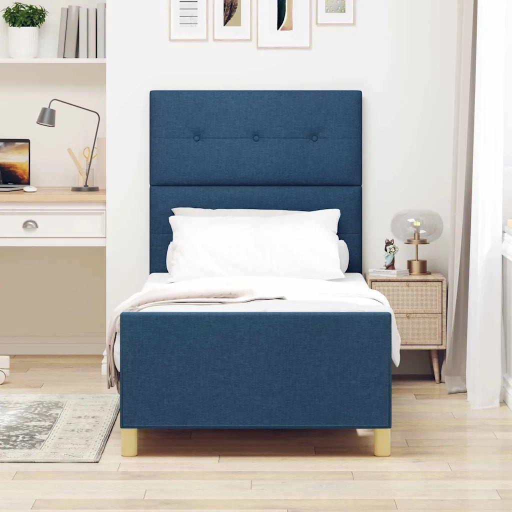 Struttura del letto con testiera-Giroletto Blu 100 x 200 cm Tessuto 968546