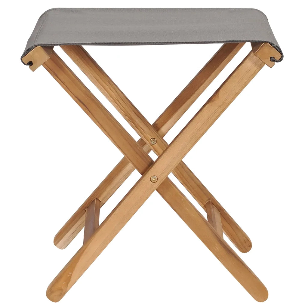 Sedie Pieghevoli 2 pz in Legno di Teak e Tessuto Grigio Scuro cod mxl 14430