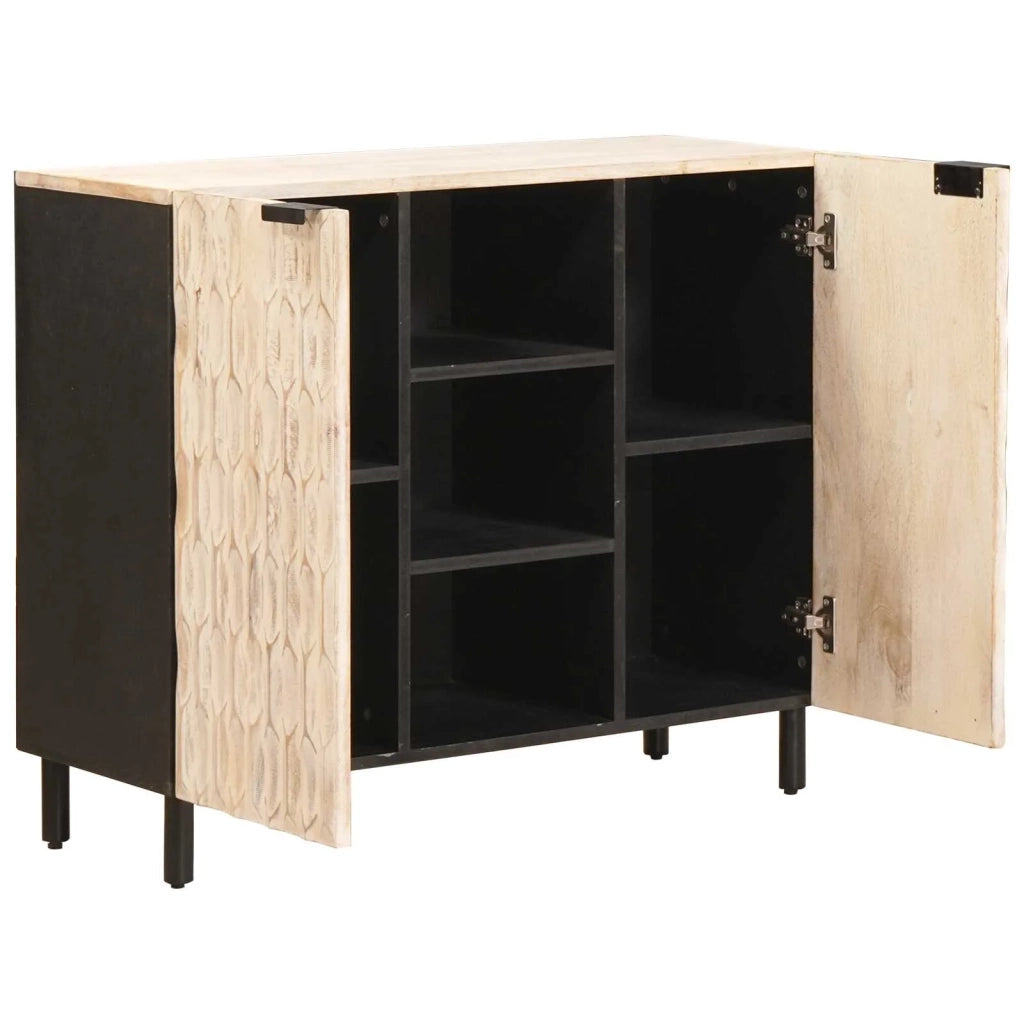 Credenza con lo scaffale Finitura Bianco Lavato 90 x 33 x 75 cm 4017892
