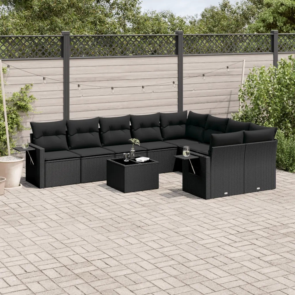Set Divani da Giardino 10pz con Cuscini in Polyrattan Nerocod mxl 92725