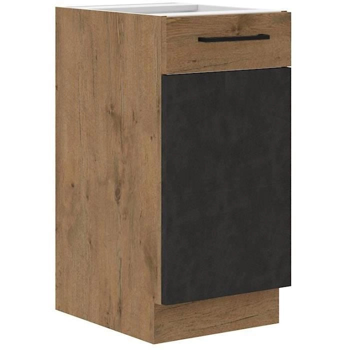 Base ROCK - Melaminico decoro rovere lancillotto e grigio matera - 1 anta - L40 x H82 cm