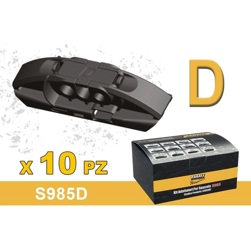 Kit 10 Attacchi D Per Spazzole Tergicristallo S985 Flat e T191 Ibrida