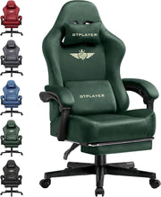 Sedia da gioco, traspirante, sedia da ufficio, ergonomica, in tessuto di alta qualità, ergonomica, schienale regolabile a 160°, poggiapiedi estraibile, carico 180 kg,verde