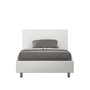 Letto una piazza e mezza contenitore imbottito 120x190 similpelle bianco Adele