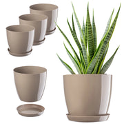 Vaso da fiori KADAX, fioriera, coperchio, 23 cm, supporto per fiori, plastica beige, 3 pezzi.