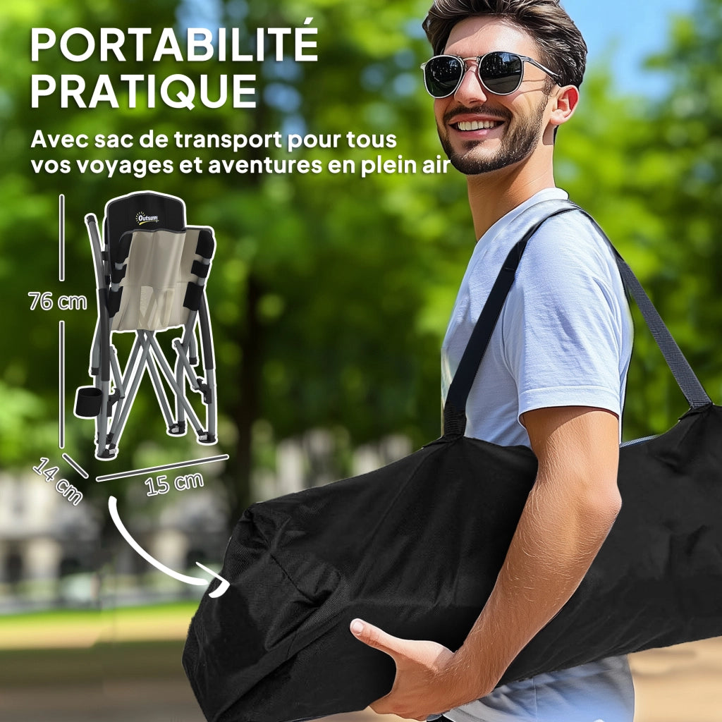 Sedia pieghevole da esterno con trasportino ¨C zephmum ¨C nero 58x55x62 cm