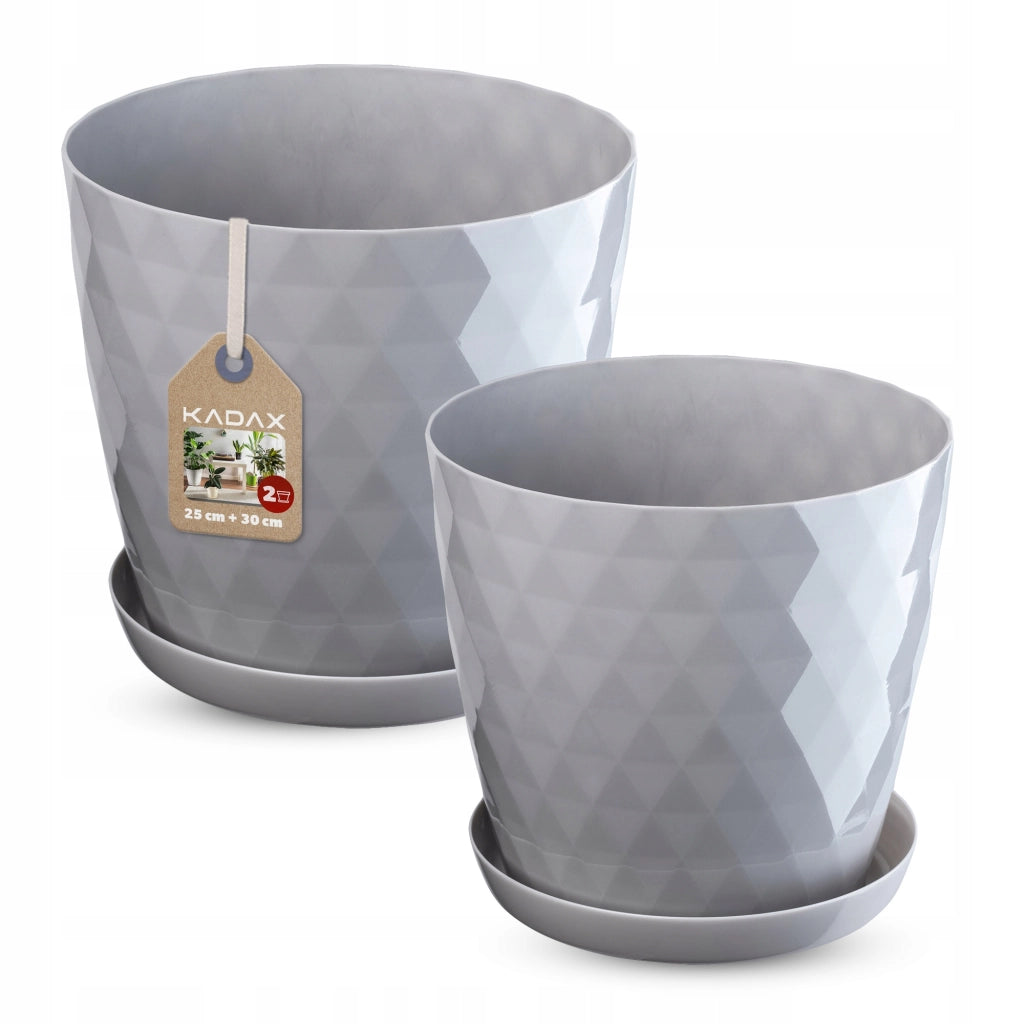 Vaso da fiori KADAX, coprivaso, 25+30 cm, supporto per fiori, plastica grigia, 2 pezzi.