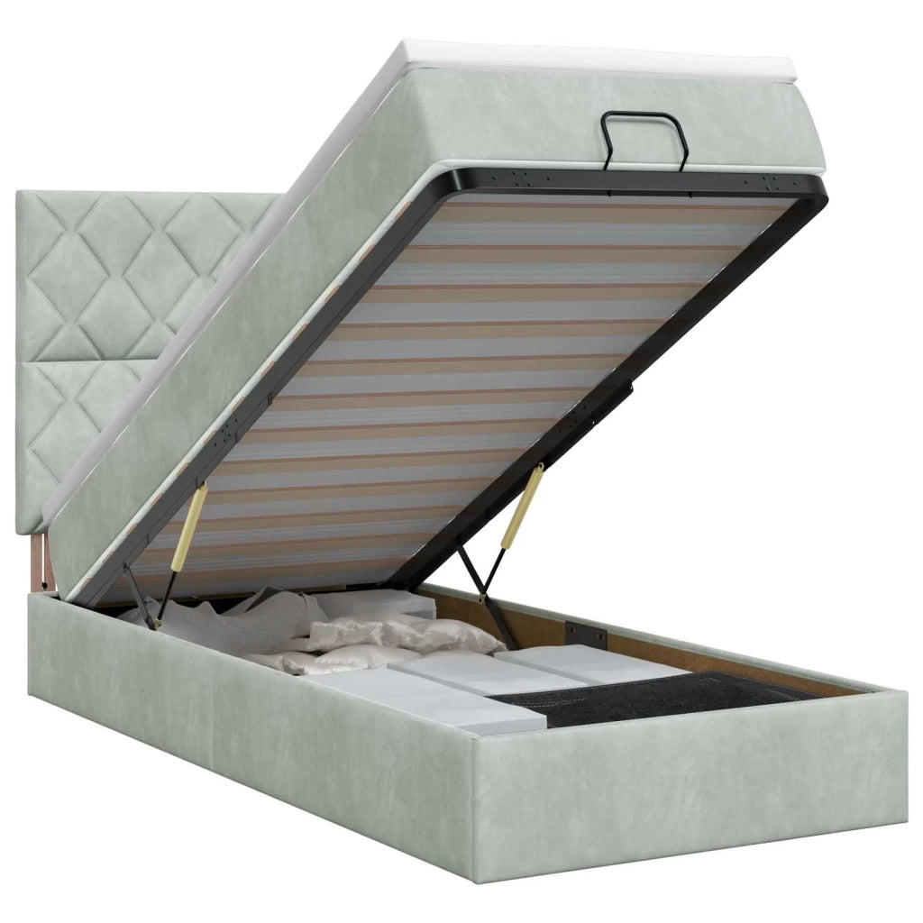 Letto ottomano con materasso Grigio Chiaro 80 x 200 cm Velluto 3457755