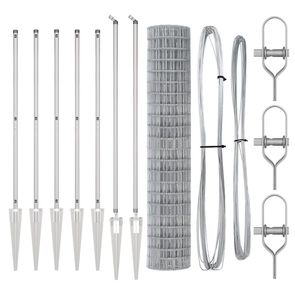 Recinzione Euro di con 7 pali a punta 1,5x10 m in acciaio zincato