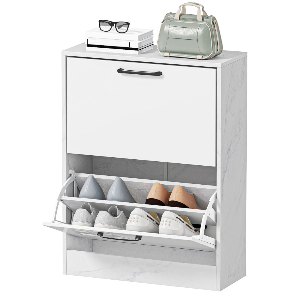 Armadio per scarpe con 2 ante a specchio e ripiani regolabili ¨C zephmum ¨C 60x24x80 cm bianco