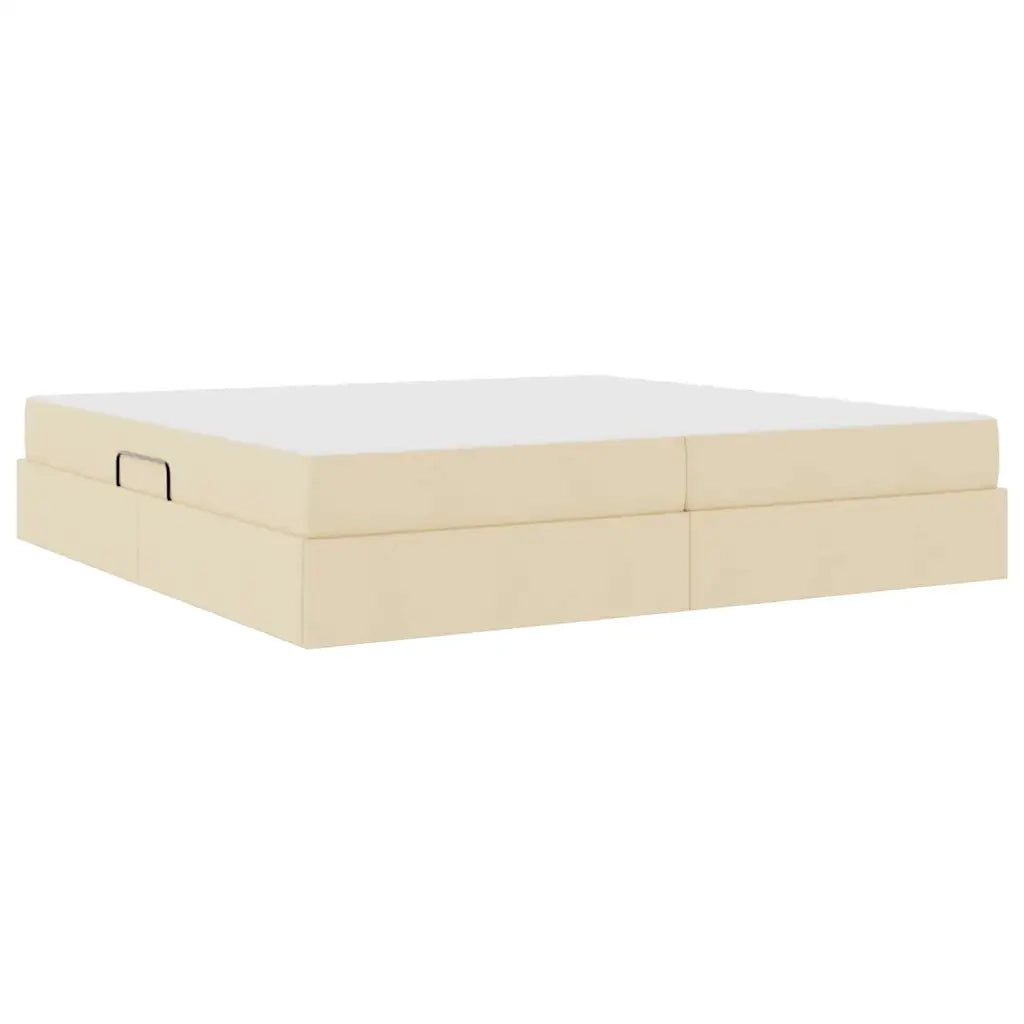 Letto con contenitore e materasso Crema 200 x 200 cm Poliestere
