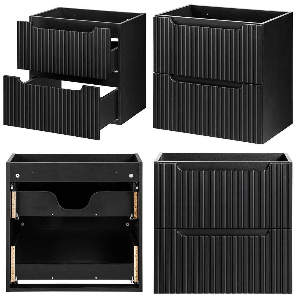 Mobile Sottolavabo da Parete NEWPORT con 2 Cassetti 60 x 60 x 40 cm - Nero [en.casa]