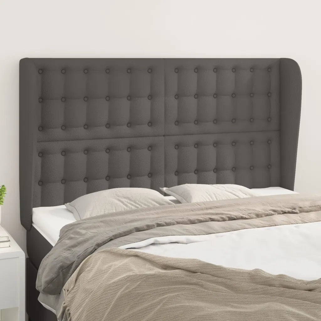 Testiera ad Orecchio-Testata con Orecchie Grigio 147x23x118/128cm in Similpelle 308543