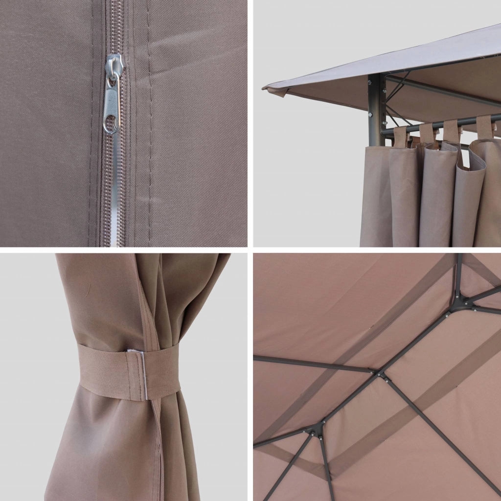 Gazebo da giardino 3x4m struttura in alluminio con tende scorrevoli,