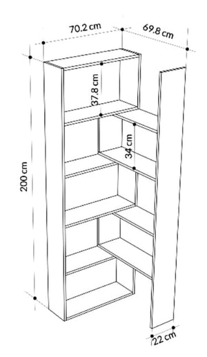Libreria 72x22x200 cm Wish estensibile angolare bianca