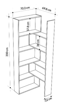 Libreria 72x22x200 cm Wish estensibile angolare rovere