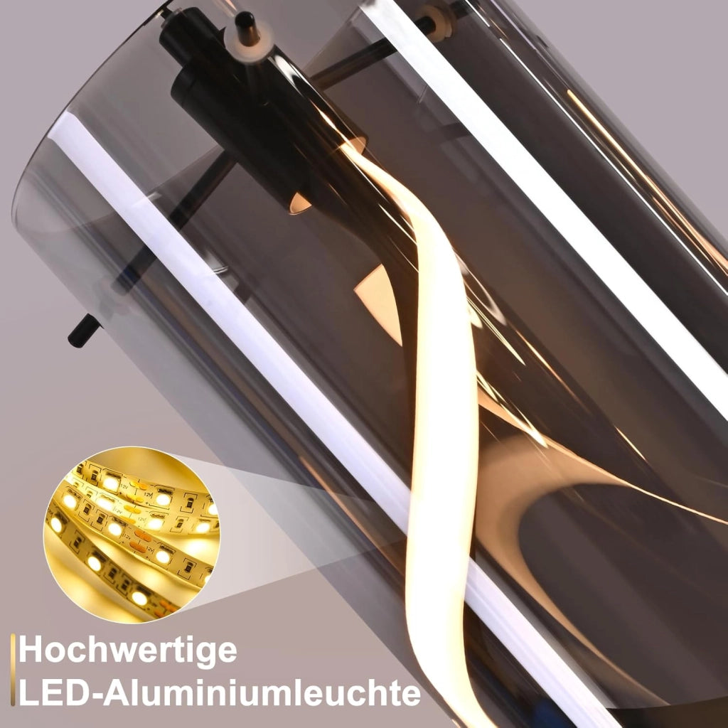 Lampada a Sospensione ZMH LED 3 Fiamme 33w Grigio Altezza Regolabile Per Soggiorno
