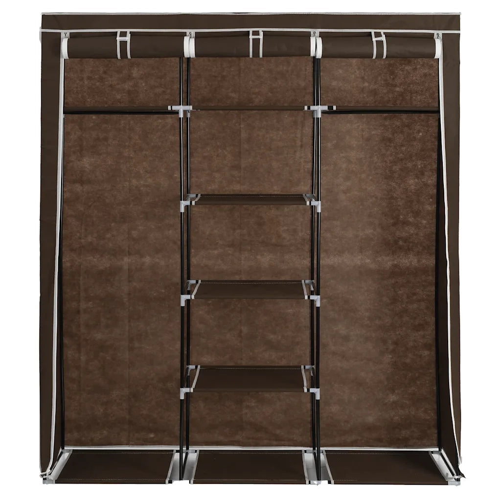 Armadio con Scomparti e Aste Marrone 150x45x175 cm in Tessuto 282454